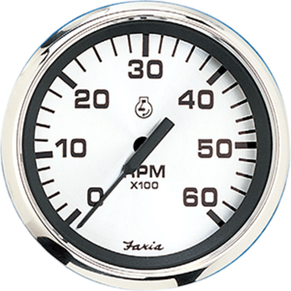 Faria 4" Tachometer (6000 RPM) Gas (Inboard and amp; I/O) - Spun Silver