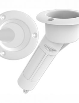Mate Series Plastic 30 and deg; Rod and amp; Cup Holder - Drain - Round Top - White