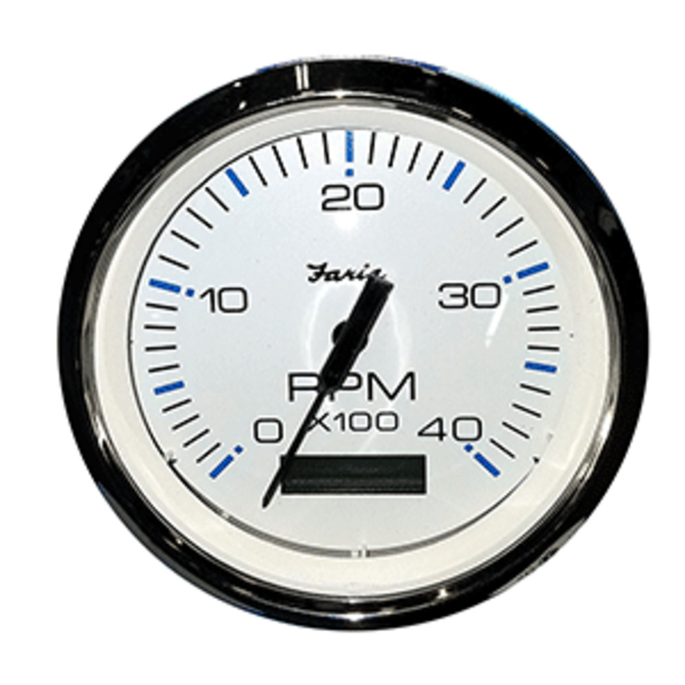 Faria 4" Tachometer w/Hourmeter (4000 RPM) (Diesel) Mech. Takeoff and amp; Var. Ratio Alt