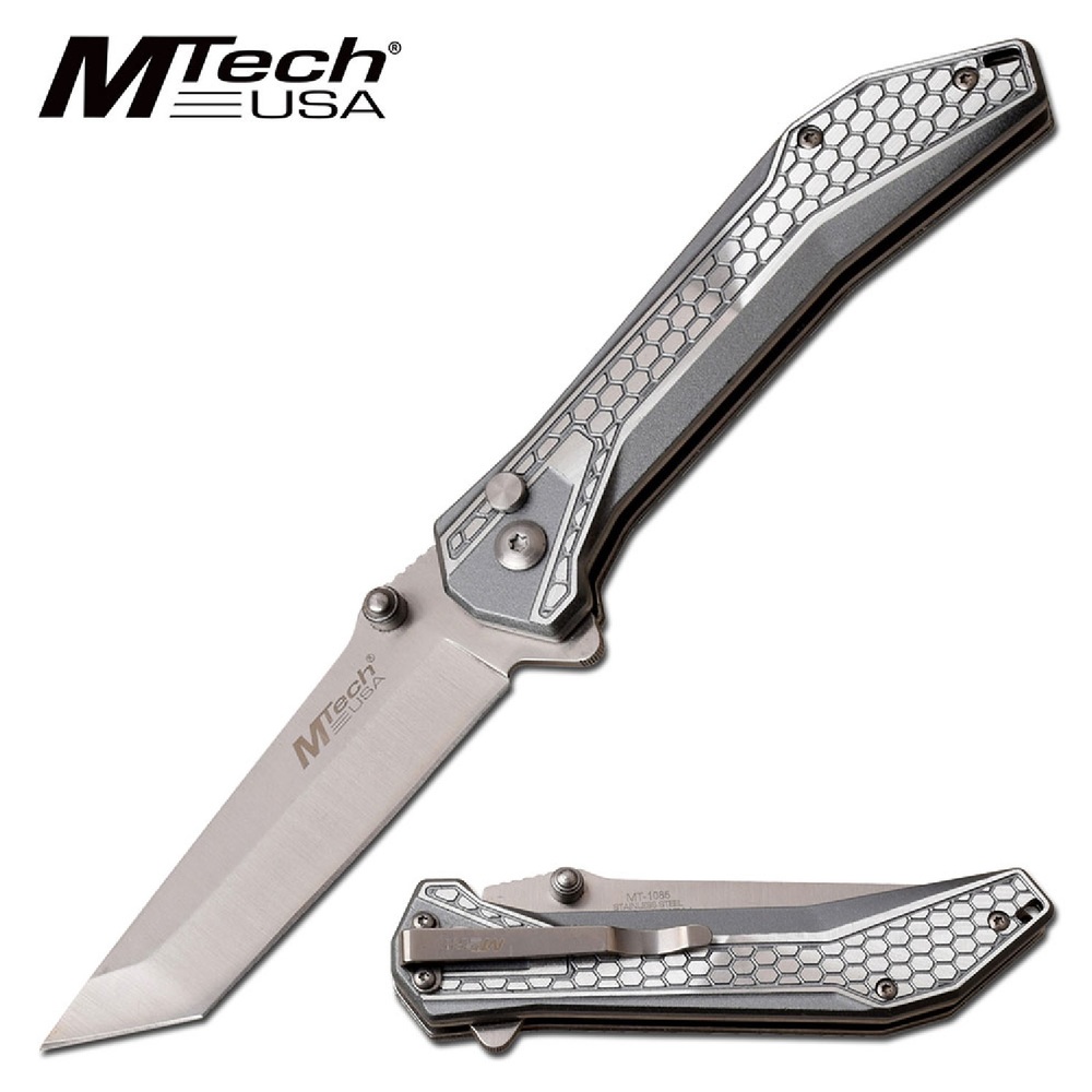 MTech USA Folder 3.25 in Blade Gray Aluminum Handle