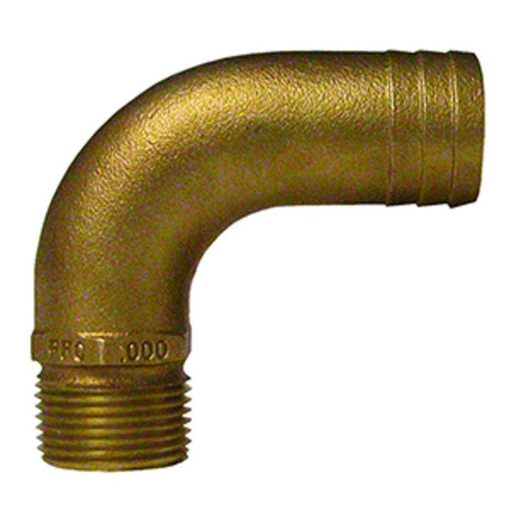 GROCO 1/2" NPT x 3/4" ID Bronze Full Flow 90 and deg; Elbow Pipe to Hose Fitting
