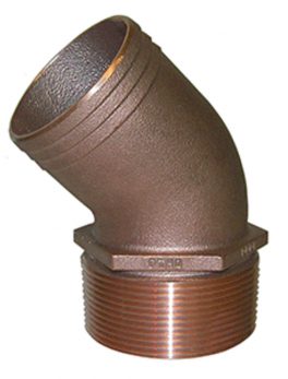 GROCO 1-1/2" NPT Bronze 45 Degree Pipe to 1-1/2" Hose