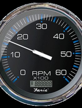Faria 5" Tachometer w/Digital Hourmeter (6000 RPM) (Gas) (Inboard) Chesapeake Black w/Stainless Steel