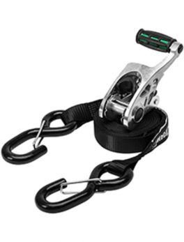 Draw-Tite Heavy Duty Ratchet Tie-Down 1" Webbing w/Grip Handle and amp; Secure Hooks - 2-Pack
