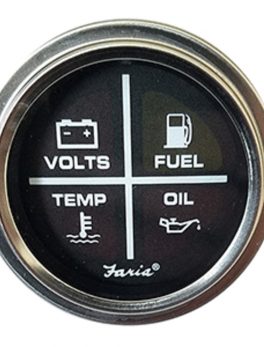 Faria 2" Warning Light Indicator (4-Icon) Black w/Stainless Steel Bezel