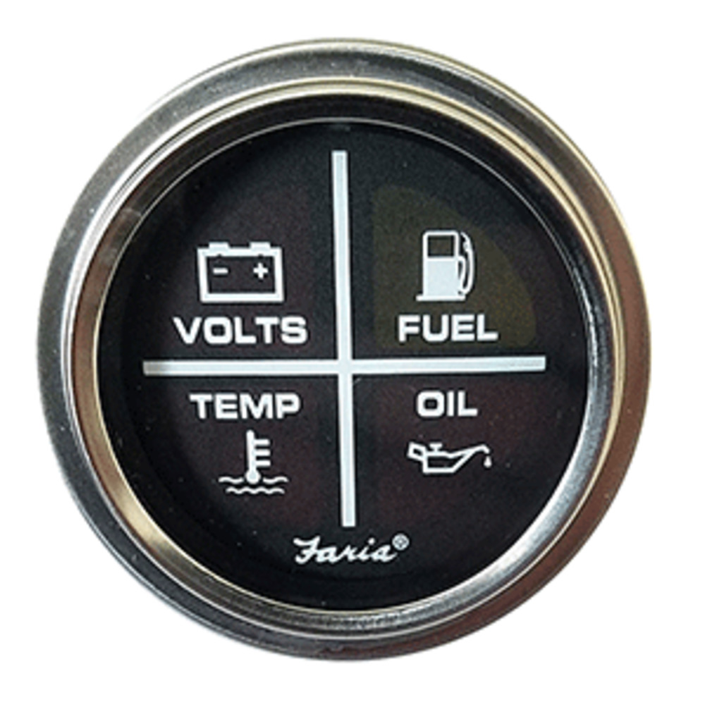 Faria 2" Warning Light Indicator (4-Icon) Black w/Stainless Steel Bezel