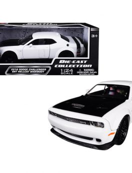 2018 Dodge Challenger SRT Hellcat Widebody White with Black Hood 1/24 Diecast Model Car by Motormax 79350w