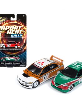 2004 Mitsubishi Evolution Rally #13 Ralliart and 2000 Honda Civic Rally #7 Lonestar Set of 2 pieces 1/64 Diecast Model Cars by Johnny Lightning JLPK006-RALLY