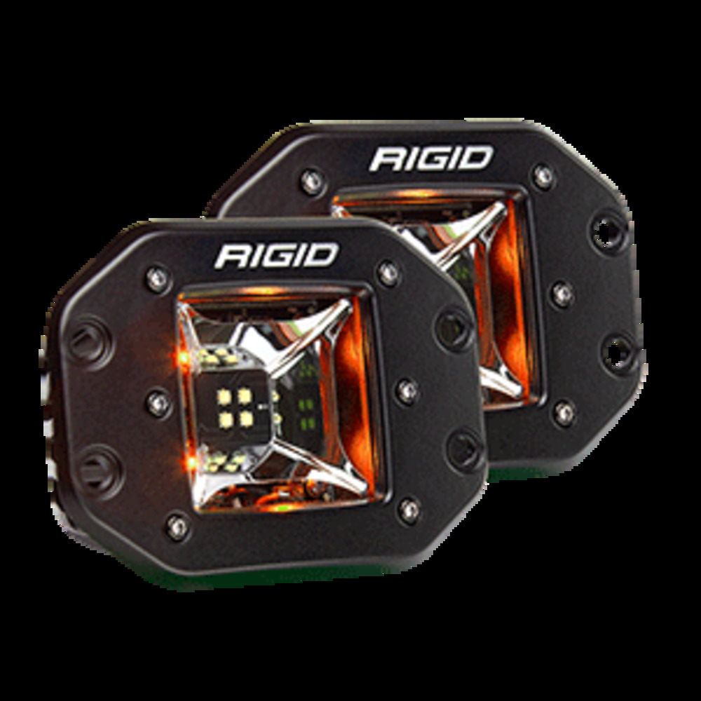 RIGID Industries Radiance Scene Lights - Flush Mount Pair - Black w/Amber LED Backlights