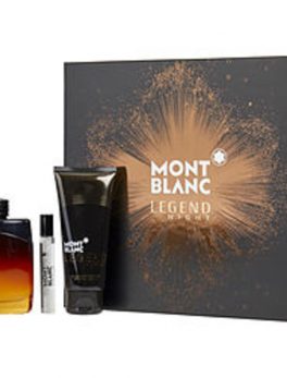 Mont Blanc Legend Night Eau De Parfum Spray 3.3 Oz and Aftershave Balm 3.3 Oz and Eau De Parfum Spray .25 Oz Mini For Men