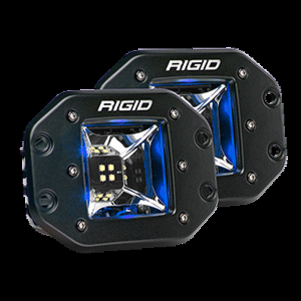 RIGID Industries Radiance Scene Lights - Flush Mount Pair - Black w/Blue LED Backlights