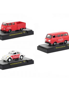 Coca-Cola Set of 3 Cars Release 4 Limited Edition to 4800 pieces Worldwide Hobby Exclusive 1/64 Diecast Models by M2 Machines 52500-RW04