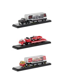 Auto Haulers Race Version Coca-Cola Release Set of 3 Trucks 1/64 Diecast Models by M2 Machines 56000-RC01