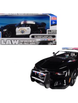 2017 Chevrolet Camaro ZL1 California Highway Patrol (CHP) Black and White Law Enforcement and Public Service Series 1/24 Diecast Model Car by Motormax 76967