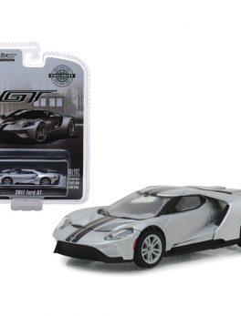 2017 Ford GT Ingot Silver with Black Stripes Hobby Exclusive 1/64 Diecast Model Car by Greenlight 29992
