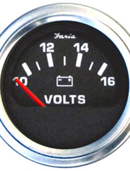 Faria 2" Heavy-Duty Voltmeter (10-16 VDC) - Black w/Stainless Steel Bezel