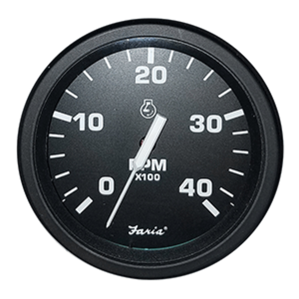 Faria 4" Heavy-Duty Tachometer (4000 RPM) Diesel (Mag P/U) - Black *Bulk Case of 12*