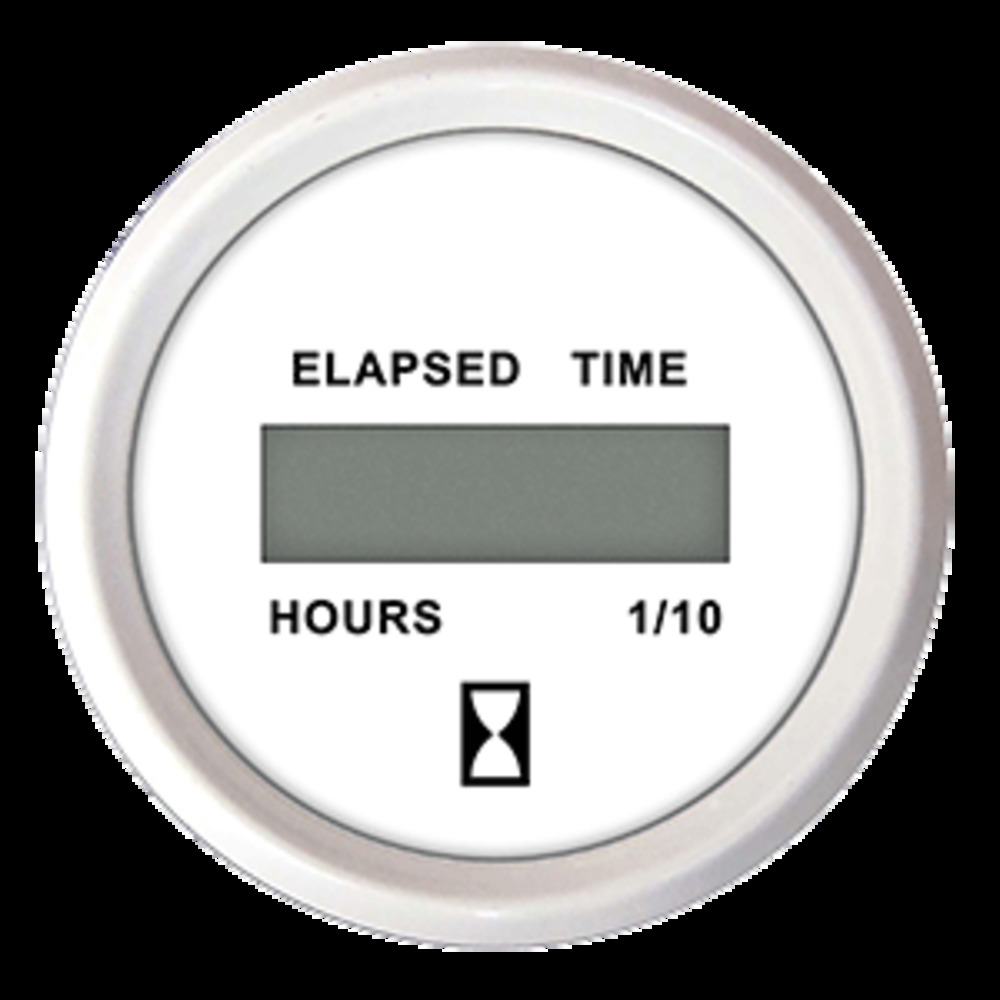 Faria 2" Hourmeter (Digital) 10,000 Hours 12-32VDC Dress White - Retail Package