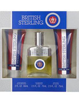 British Sterling Cologne Spray 2.5 Oz and Aftershave Balm 2 Oz and Body Wash 2.5 Oz For Men
