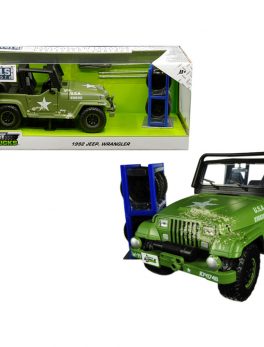 1992 Jeep Wrangler Matt Army Green with Extra Wheels Just Trucks Series 1/24 Diecast Model Car by Jada 30520