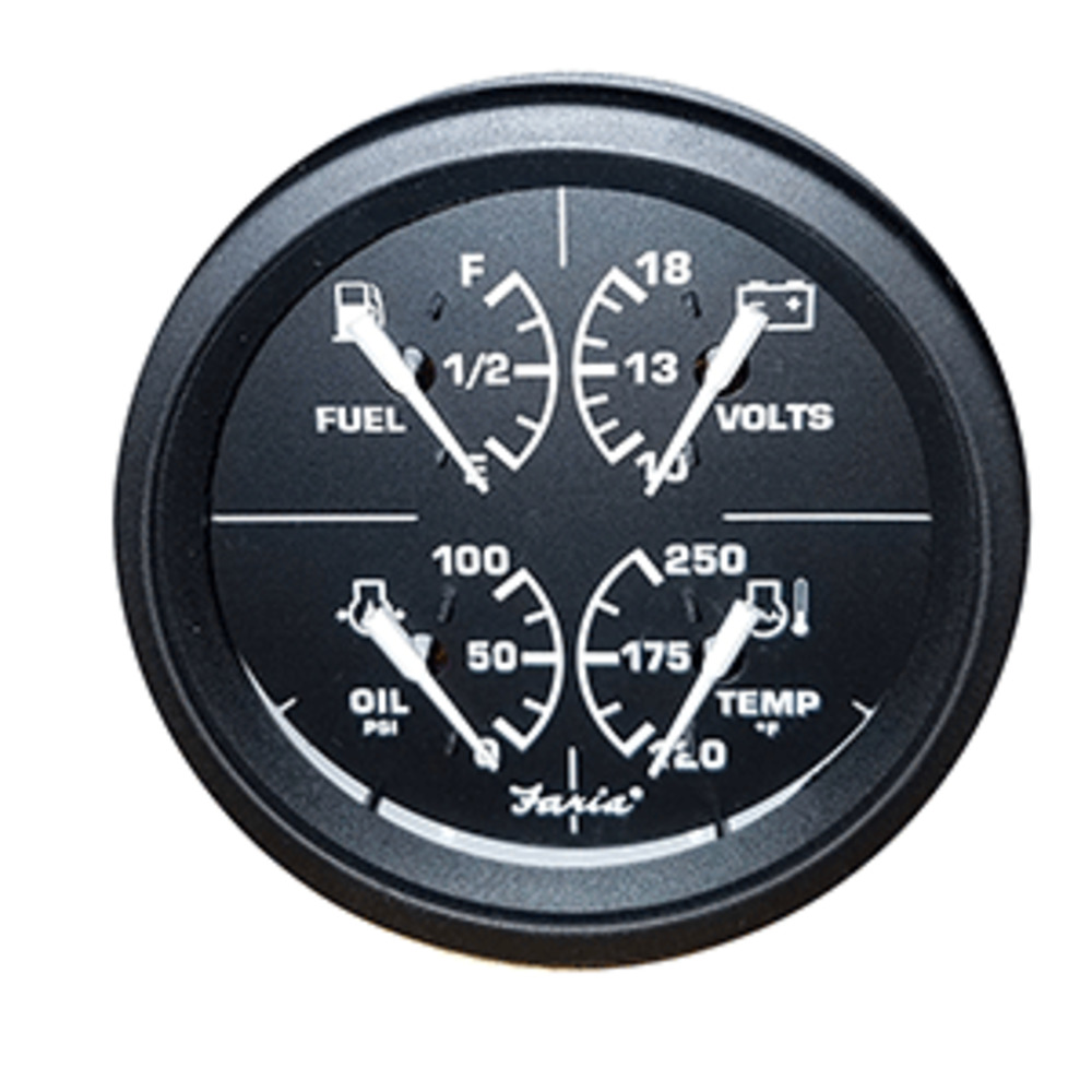 Faria 4" 4-in-1 Gauge - 10-18V 100 0, 120-250 Temp Duel - Black