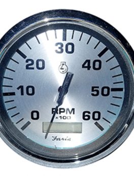 Faria 4" Spun Silver Tachometer w/Hourmeter 6000 RPM - Gas - Inboard