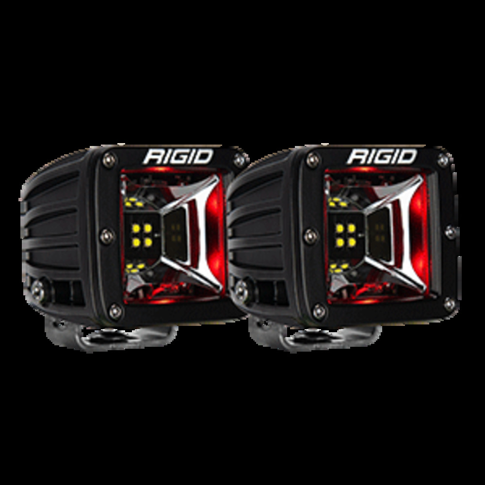 RIGID Industries Radiance Scene Lights - Surface Mount Pair - Black w/Red LED Backlight