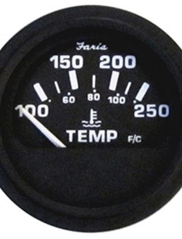 Faria 2" Heavy-Duty Water Temperature Gauge (100-250F) - Black