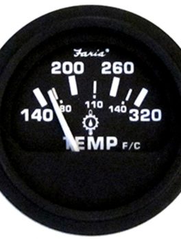 Faria 2" Heavy-Duty Oil/Temp Gauge (140-320 F/C) - Black
