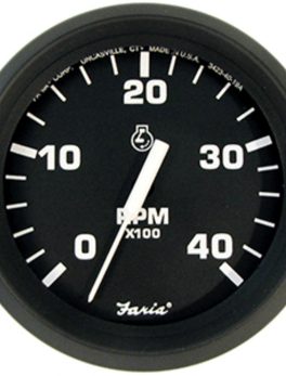 Faria 4" Tachometer Euro Style (4000 RPM) Diesel (Mech Takeoff and amp; Var Ratio Alt) - Black *Bulk Case of 12*