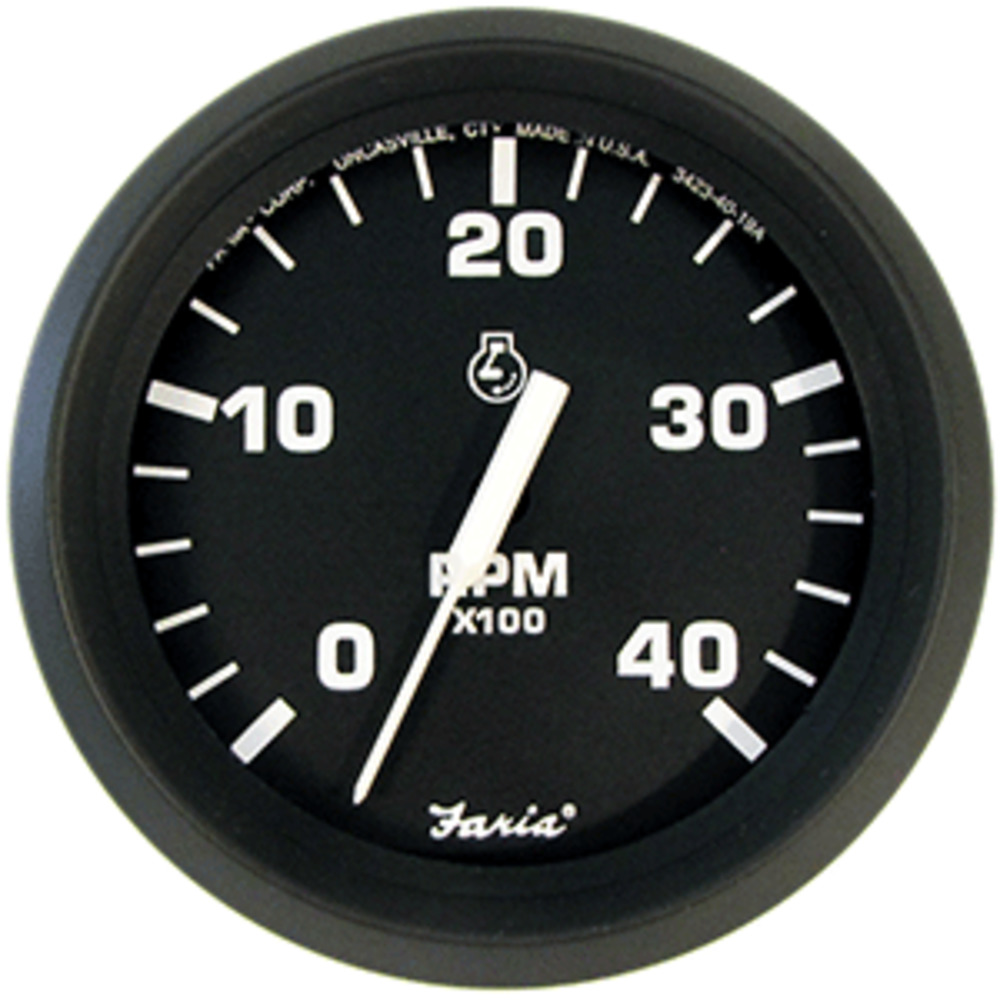 Faria 4" Tachometer Euro Style (4000 RPM) Diesel (Mech Takeoff and amp; Var Ratio Alt) - Black *Bulk Case of 12*