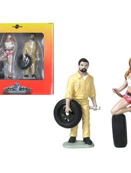 Andie and Gary Tire Brigade 2 piece Figurine Set 1/18 by Motorhead Miniatures MH767