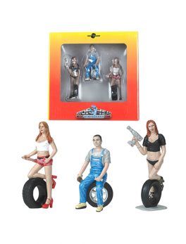 Andie, Derek and Michele Tire Brigade 3 piece Figurine Set 1/24 by Motorhead Miniatures MH773