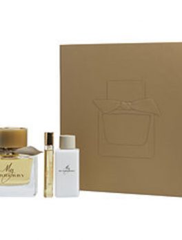 My Burberry Eau De Parfum Spray 3 Oz and Body Lotion 2.5 Oz and Eau De Parfum Spray .25 Oz Mini For Women