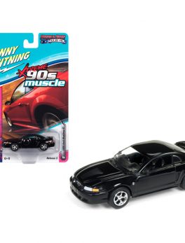1999 Ford Mustang GT Gloss Black 90's Muscle Limited Edition to 4060 pieces Worldwide 1/64 Diecast Model Car by Johnny Lightning JLMC014-JLSP029B