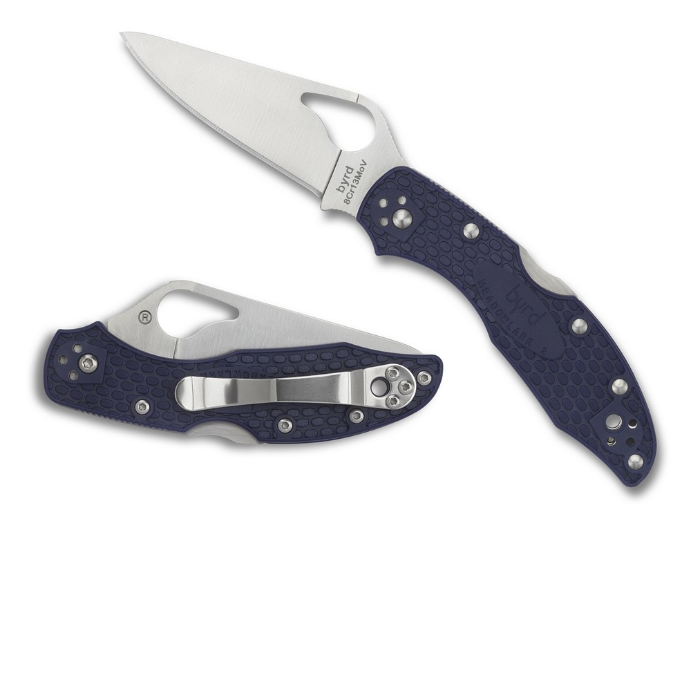 Byrd Meadowlark2 Folder 2.9 in Plain Blade Blue FRN Handle