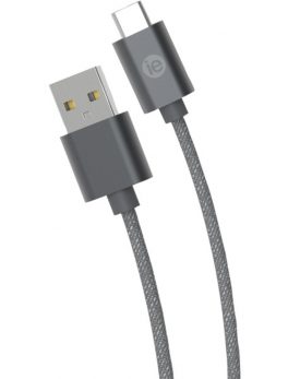 iEssentials IEN-BC10C-GRY Charge and Sync Braided USB-C to USB-A Cable, 10ft (Gray)