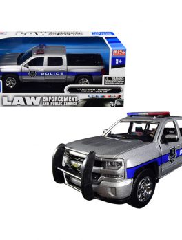 2017 Chevrolet Silverado 1500 LT Z71 Crew Cab Police Silver Law Enforcement and Public Service Series 1/24 Diecast Model Car by Motormax 76966