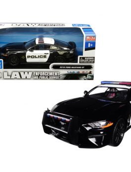 2018 Ford Mustang GT Police Black and White Law Enforcement and Public Service Series 1/24 Diecast Model Car by Motormax 76968