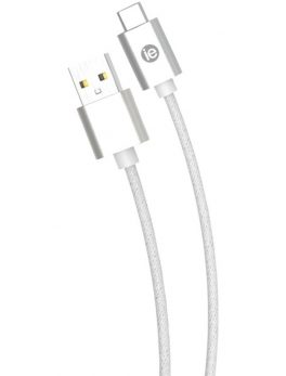 iEssentials IEN-BC6C-WT Charge and Sync Braided USB-C to USB-A Cable, 6ft (White)