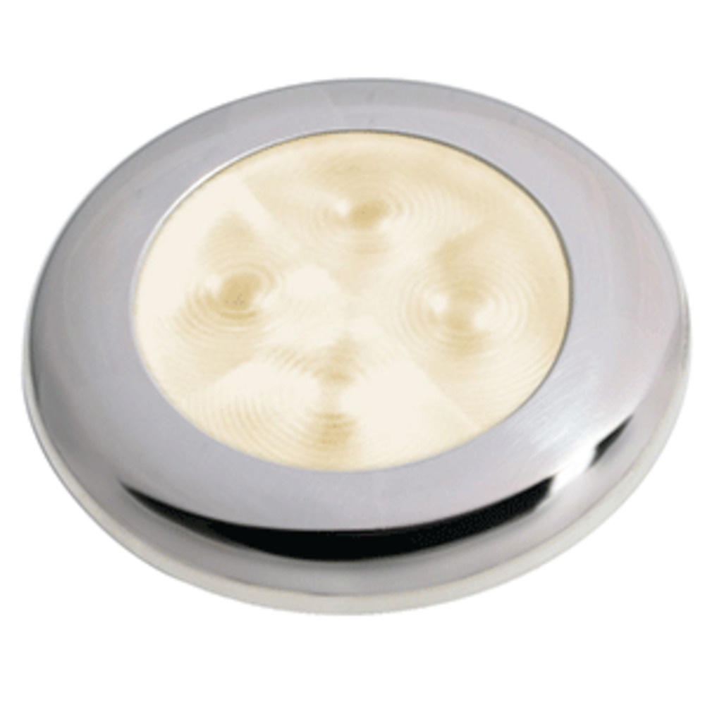 Hella Marine Slim Line LED "Enhanced Brightness" Round Courtesy Lamp - Warm White LED - Stainless Steel Bezel - 12V