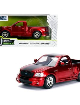 1999 Ford F-150 SVT Lightning Pickup Truck Candy Red with Black Stripes Just Trucks Series 1/24 Diecast Model Car by Jada 30357