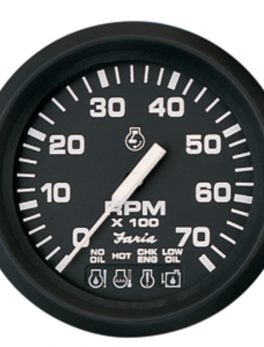 Faria Euro Black 4" Tachometer w/Systemcheck Indicator - 7,000 RPM (Gas - Johnson / Evinrude Outboard)