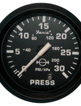 Faria Euro Black 2" Water Pressure Gauge (30 PSI)