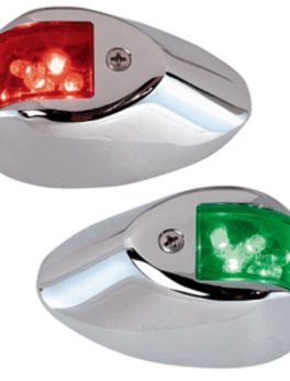 Perko LED Side Lights - Red/Green - 24V - Chrome Plated Housing