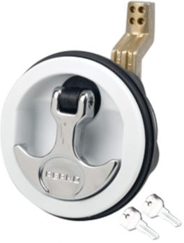 Perko Surface Mount and Latch - White Body, Chrome Handle, Offset Cam Bar, 3/4" - 2-3/8"