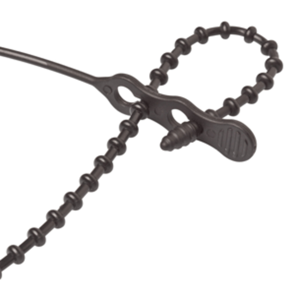 Ancor Reusable Beaded Cable Ties - 12" - Black - 40-Pack