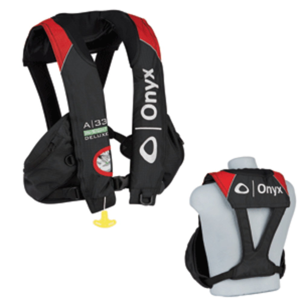 Onyx A-33 In-Sight Deluxe "Tournament" Automatic Inflatable Life Vest - Black/Red