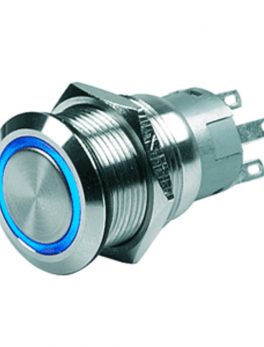 Marinco Push Button Switch - 24V Latching On/Off - Blue LED