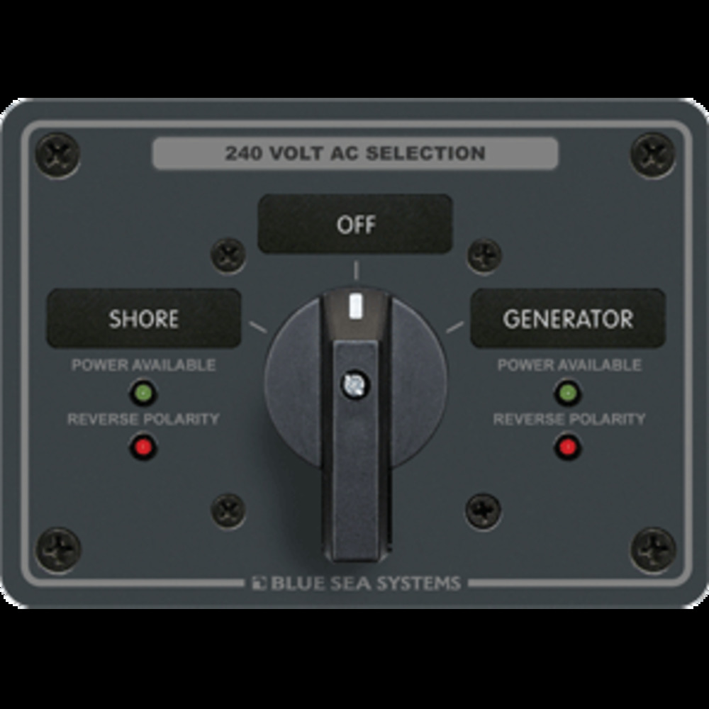 Blue Sea 8363 AC Rotary Switch Panel 65 Ampere 2 Positions + OFF, 3 Pole